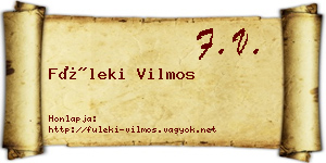 Füleki Vilmos névjegykártya